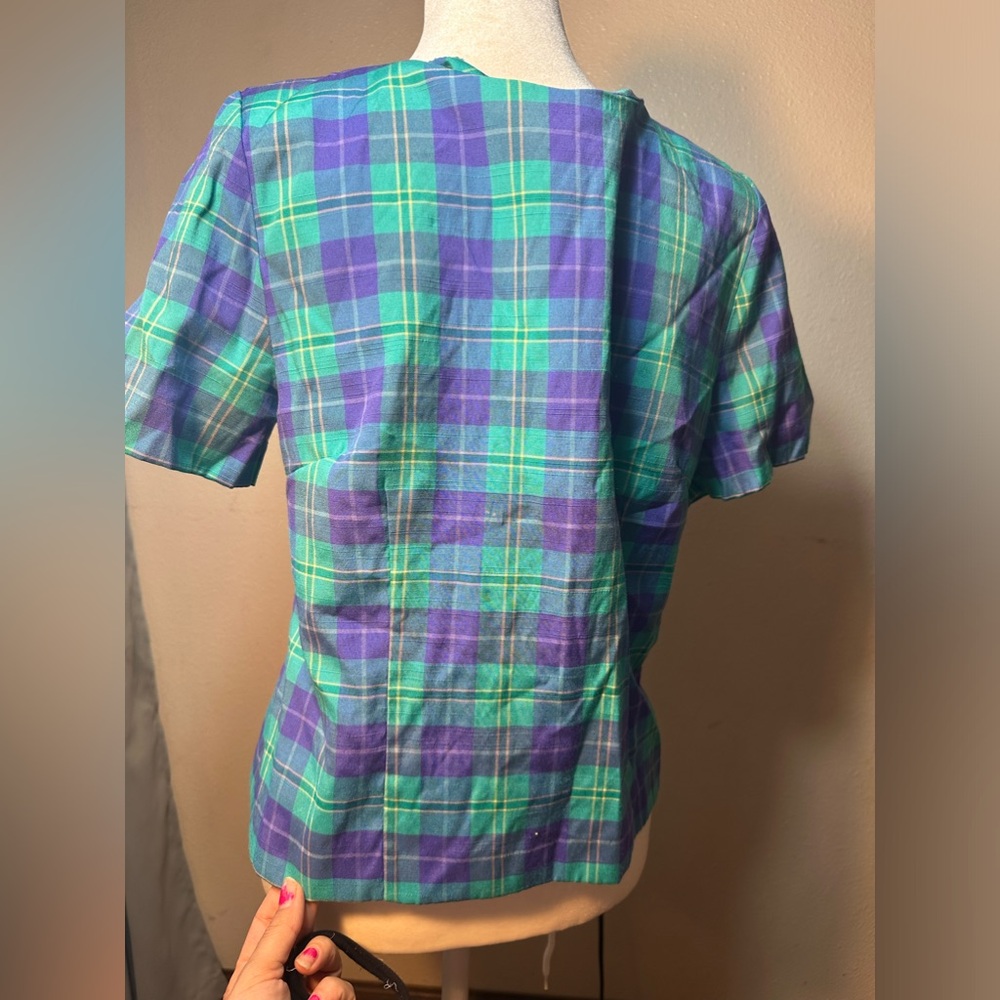 Vintage 1970's Plaid Punk Math Nerd two tone women size 10p - Picture 8 of 10